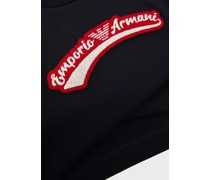 Oversize-t-shirt Aus Heavy Jersey mit Jacquard-einsätzen und Logo-stickerei Im College-stil
