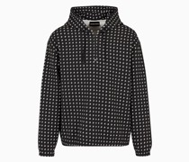 Oversize-sweatshirt aus Doppellagigem Jersey mit Kapuze und Allover-print