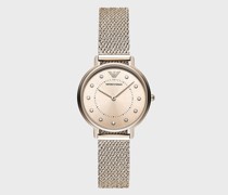 Damen-zweizeigeruhr und Armband aus Edelstahl In Rosa