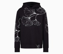 Sweatshirt mit Kapuze aus Scuba-gewebe mit Allover-natur-print