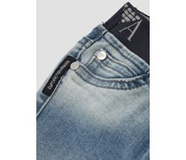 Denim-Shorts mit elastischem Taillenbund mit Logo