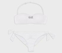 Bandeau-Bikini mit Logo