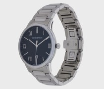 Swiss-Made-Uhr mit drei Zeigern und Edelstahlarmband