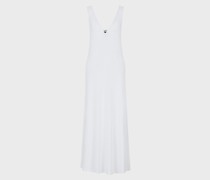Langes Beachwear-Kleid mit V-Ausschnitt aus Viskose-Stretch