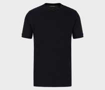 T-shirt Aus Merzerisiertem Jersey mit Allover-adler Aus Jacquard