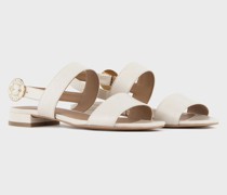 Sandalen aus Leder mit Logo-Plakette