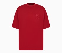 Oversize-t-shirt aus Heavy Jersey mit Ea-logo-stickerei