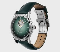 Swiss-Made-Automatikuhr mit Uhrband aus grünem Leder