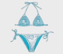 Gepolsterter Triangel-Bikini aus beschichtetem Lycra