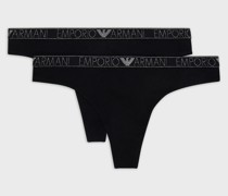 Armani Sustainability Values Tangas Aus Bio-baumwolle mit Logonieten Im 2er-pack