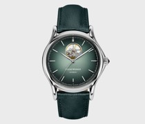 Swiss-made-automatikuhr mit Uhrband Aus Grünem Leder