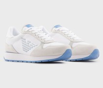 Sneaker aus Veloursleder und Nylon mit Maxi-Adler