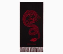 Schal aus Schurwolle mit Drachen In Jacquard-verarbeitung