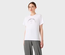 Icon Armani Sustainability Values T-shirt Aus Bio-jersey mit Geflocktem Degradé-logo-print