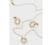 Set bestehend aus Halskette mit goldfarbenem Edelstahlanhänger und Ohrringen