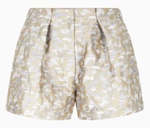 Shorts mit Abnähern aus Jacquard-stoff mit Einem Versetzten Geometrischen Muster