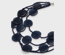 Mehrreihige Halskette mit Mikrokugeln und Plexiglassteinen