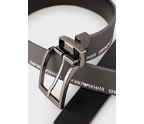 Wendegürtel aus Leder mit Lettering-Print