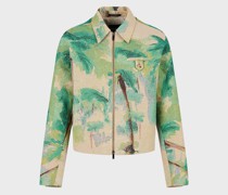 Blouson mit Reißverschluss aus Gobelin-Gewebe mit Palmen