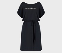 Beachwear-Kleid aus Viskose-Stretch mit Logo