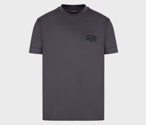T-Shirt aus Tencel-Jersey-Mischung mit Logostickerei in Relief-Optik
