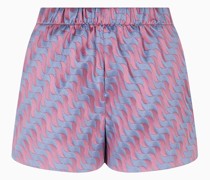 Shorts mit Elastischem Bund aus Jacquard-stoff mit Zweifarbigem Wellenmuster