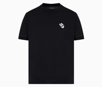 T-shirt aus Leichtem Jersey mit Logo-stickerei und Gerippten Bündchen