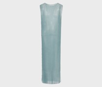 Langes Kleid aus geprägtem Stoff mit 3D-Optik und Maxischlitzen