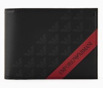 Asv Portemonnaie mit Münzfach, Gefertigt aus Glattem Regeneriertem Leder und mit Rotem Band
