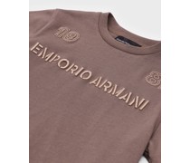 T-shirt Aus Heavy Jersey mit „emporio Armani 1981“-stickerei In Relief-optik