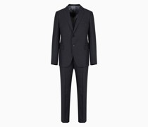 Einreihiger Armani Sustainability Values Anzug mit Zwei Knöpfen und Slim-fit-passform, Gefertigt Aus E_performance Wolle-lyocell-mischung