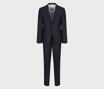 Einreihiger Anzug in Slim Fit aus kompaktem Wolle-Seide-Gewebe