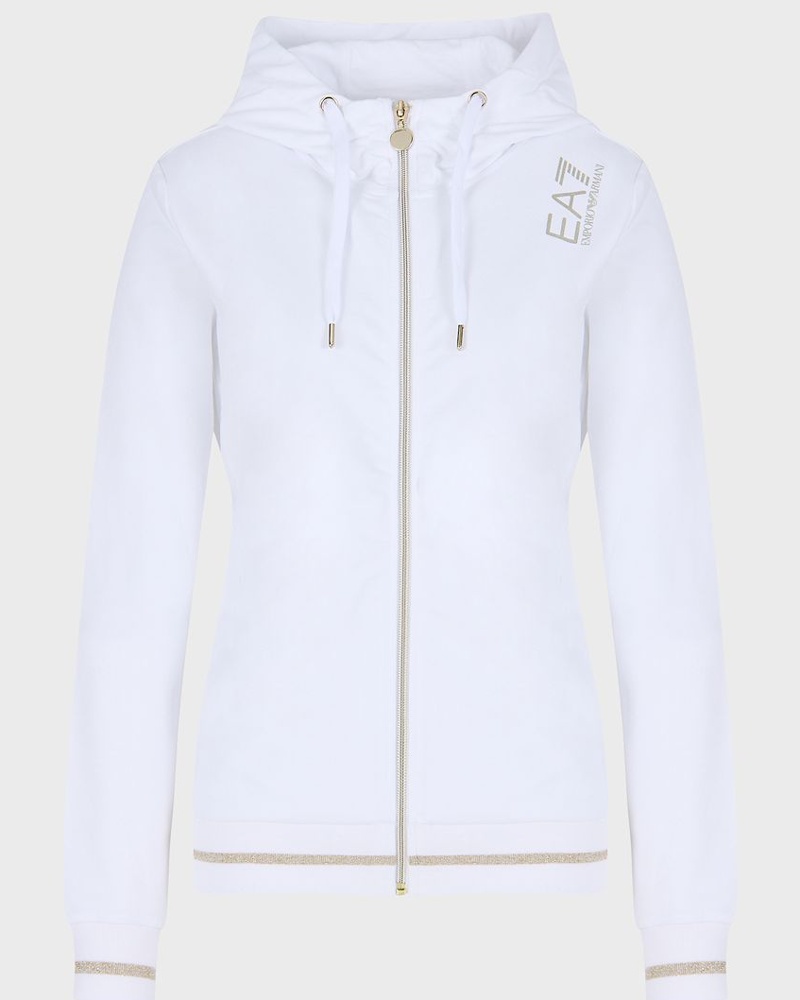 Emporio Armani Damen Core Lady Sweatshirt mit Kapuze aus Baumwollstretch
