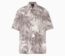Asv Kurzärmliges Oversize-hemd aus Lyocell-mischgewebe mit Allover-print