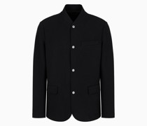 Piqué-jacke aus Fleece-jersey mit Druckknöpfen