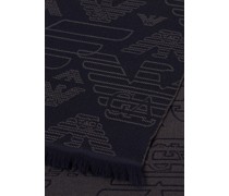 Wollschal mit Allover Jacquard-Logoo