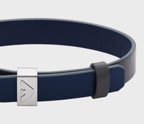 Armband aus Leder in Blau und Grau