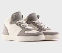 High-Top-Sneakers aus Leder und Veloursleder