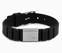 Id-armband aus Schwarzem Silikon und Edelstahl