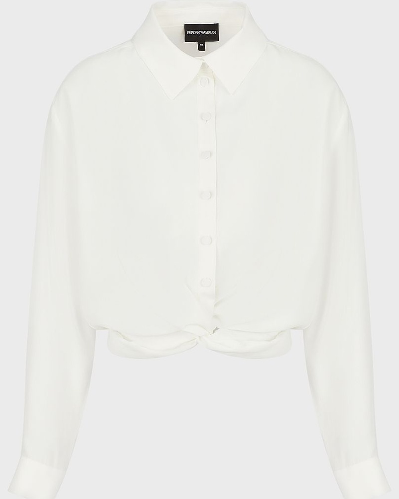 Emporio Armani Damen Hemd aus Crêpe-Viskose mit Torchon-Knoten