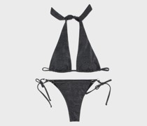 Gepolsterter Multifunktions-Triangel-Bikini aus Lurex