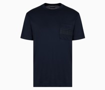 Armani Sustainability Values T-shirt Aus Einer Jersey-lyocell-mischung mit Gummiertem Logoband Auf Der Tasche