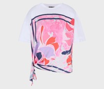 Armani Sustainability Values T-Shirt aus Bio-Jersey mit aufgedrucktem Satineinsatz