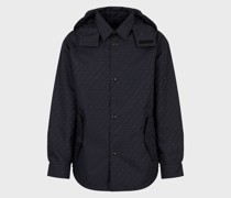Wendbarer Blouson mit Kapuze aus Nylon-Jacquard mit Adler-Logo auf dem Rücken