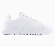 Sneaker Aus Getrommeltem Leder mit Dicker Sohle