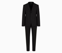 Einreihiger Anzug In Slim Fit mit Spiegelrevers aus Stretch-wollkrepp mit Mikromuster