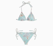 Gepolsterter Triangel-bikini mit Floralem Folien-print