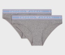 Zwei Slips aus Bio-Baumwolle mit Logo-Band Iconic