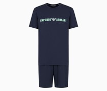 Asv Pyjama In Comfort Fit aus Bio-baumwolle mit Mega-logo