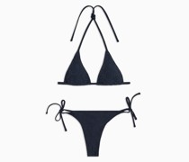 Bikini mit Gepolstertem Triangel-bh aus Jacquard-stoff mit Fettgedrucktem Allover-3d-logo